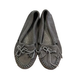 Minnetonka Kilty Hardsole Moccasins Gray- Size 8
